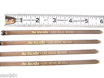 Sands Hotel Las Vegas 4 Clear Drink Stirrers / Swizzle Sticks New Condition