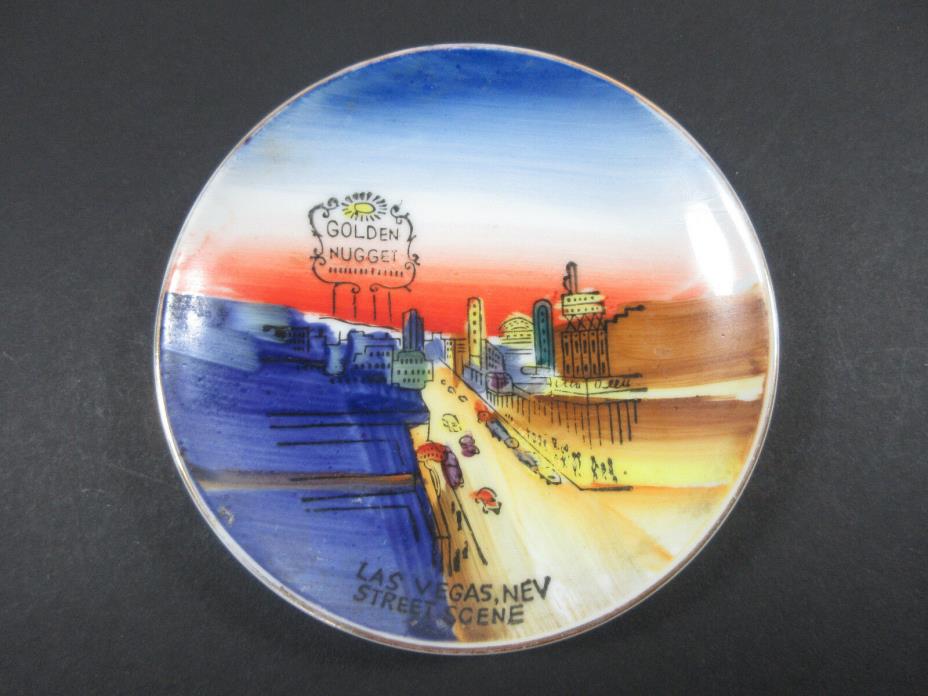 VINTAGE LAS VEGAS NEVADA GOLDEN NUGGET CASINO NICO HANDPAINTED MINI CERAMIC DISH