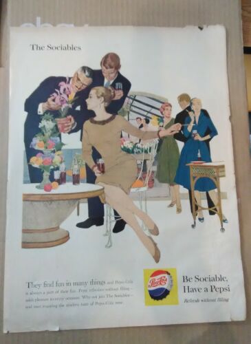 PEPSI COLA COMPANY ADVERTISEMENT THE SOCIABLES GREAT FOR ANY COLLECTION 1959!