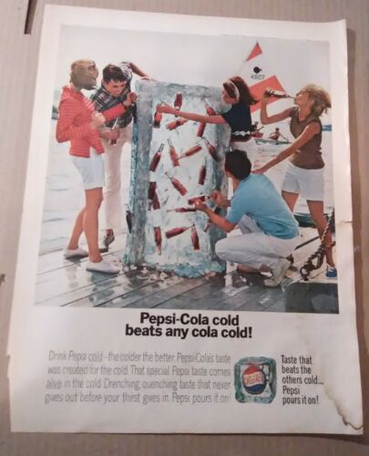 1966 PEPSI COLA COMPANY ADVERTISEMENT VINTAGE VAULT COLD GREAT FOR COLLECTION!