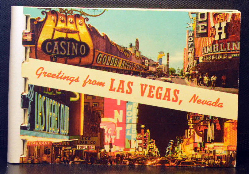 1950s 1960s VINTAGE Las Vegas Mini Postcard Book GREETINGS FROM LAS VEGAS 11 Pgs