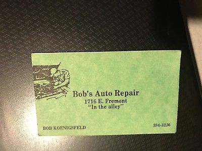 Bob Koenigsfeld Bob's Auto Repair Original  Business Card Las Vegas Nevada