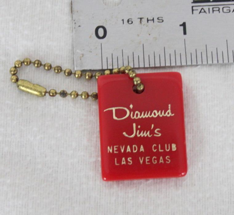 RARE vintage Diamond Jims Nevada Club Las Vegas Fob Collectible Red Plastic
