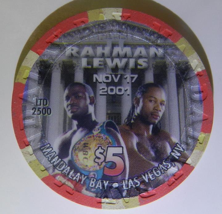 #14cc Rahman Lewis Nov 17 2001 Mandalay Bay $5 Casino Chip Las Vegas Nevada LTD