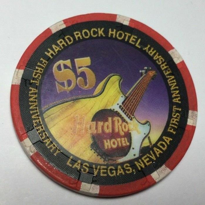 Hard Rock Las Vegas $5 1st Anniversary Casino Chip Hotel