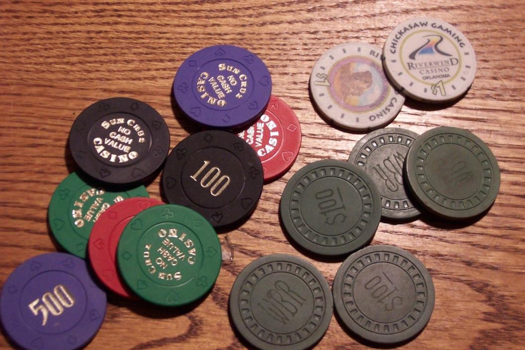 15 Pc Casino Chips, Illegal, Florida, Oklahoma