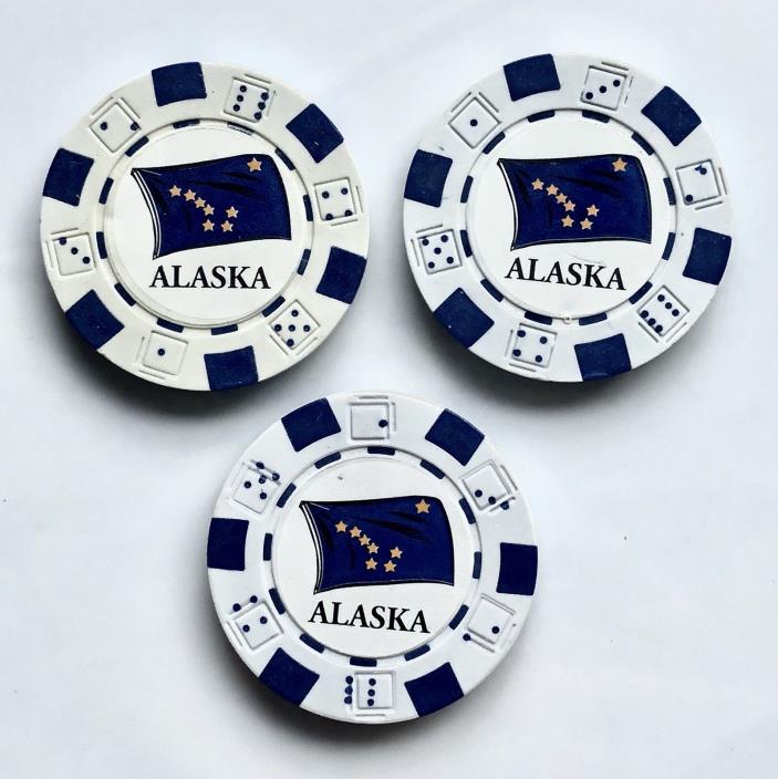 Three (3) Souvenir Poker Chips From Alaska