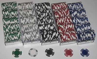 Hold 'em Poker Chip Lot Of 500 w/ Trays (5 Colors) *01 - Combined Shipping