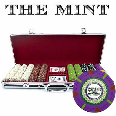500Ct 13.5g 'The Mint' Poker Chip Set Black Aluminum Sports 