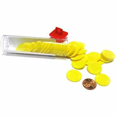 Set Of 50 7/8" Easy Stacking Plastic Mini Playing Poker Chips - Yellow &