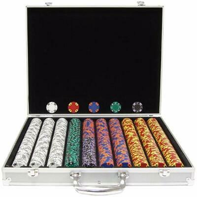 Trademark 1000 14g Tri Color Ace/King Suited Chips In Aluminum Case (Silver) 