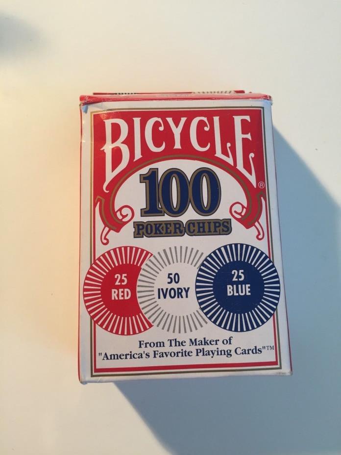 BICYCLE 100 Poker Chips (25 Red, 50 Ivory, 25 Blue)