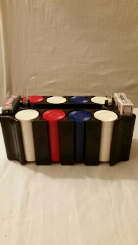 Vintage Poker Chip Holder caddy, plastic with handle