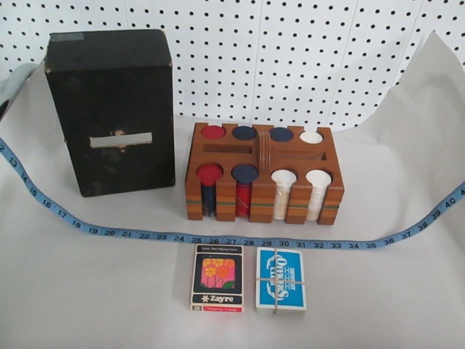 vintage plamwel poker wooden case/wooden poker chips cards set