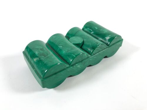 Green Marbled Bakelite 60 Poker Chip Holder Rack Caddy