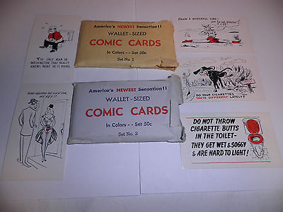 VINTAGE 1940s, 1950s era Wallet Size Comic Cards  naughty- risque- humor