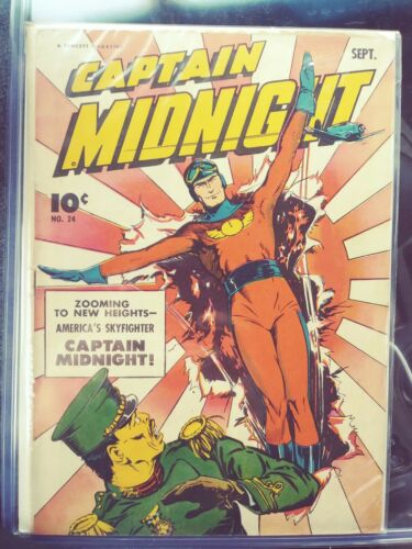Captain Midnight #24 (4.5)  Fawcett Comics 1944 HTF  wwii cover