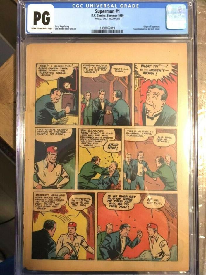 Superman 1 (1939 1st Series) CGC PG NG page 23 Only
