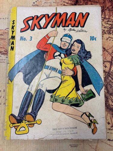 SKYMAN #3 1947 (Low Grade) 1947 Original Unrestored 10c Golden Age Comic Book *2