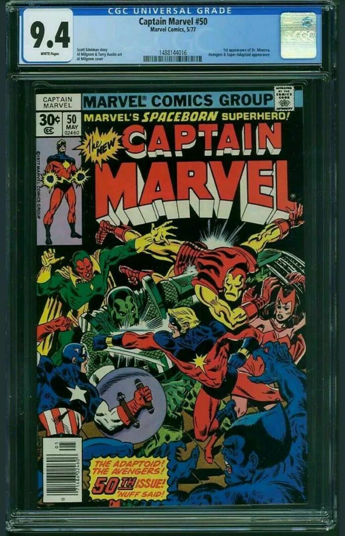 Captain Marvel # 50 1977 NM CGC 9.4 Adaptoid The Avengers- 1ST Dr Minerva APP