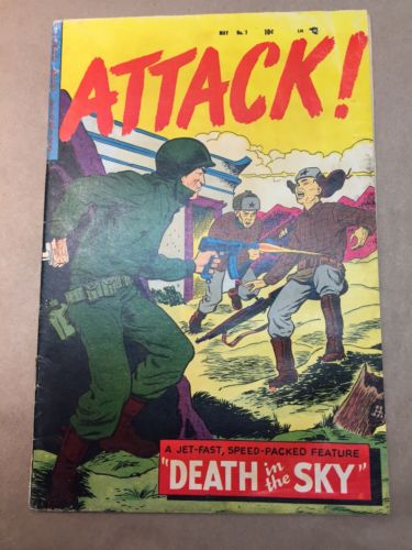Attack #7 (1952) VG OW Rare Trojan Comics Violent Precode War Comic