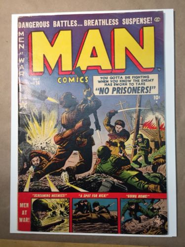 Man Comics #14 (1952) F+ W/OW Atlas Pre-code War Henkel Art