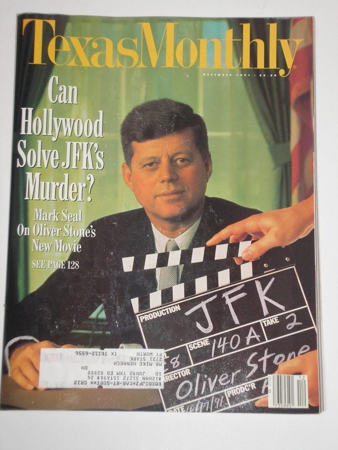 DECEMBER, 1991 copy of TEXAS MONTHLY MAGAZINE (JF KENNEDY MURDER), GOOD COND.