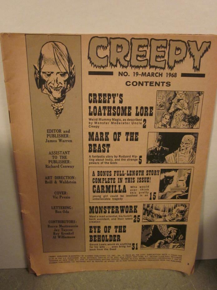 Creepy #19 (March 1968) *NO COVER*