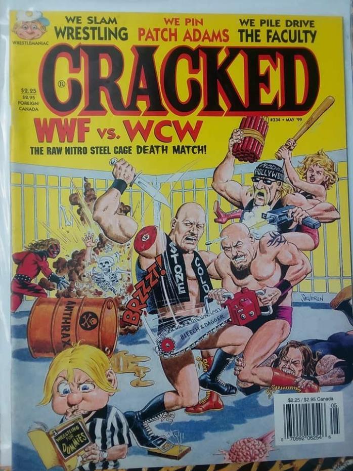 Cracked Magazine #334 May 1999 Wrestling Hogan Austin WWF vs. WCW fine-very fine