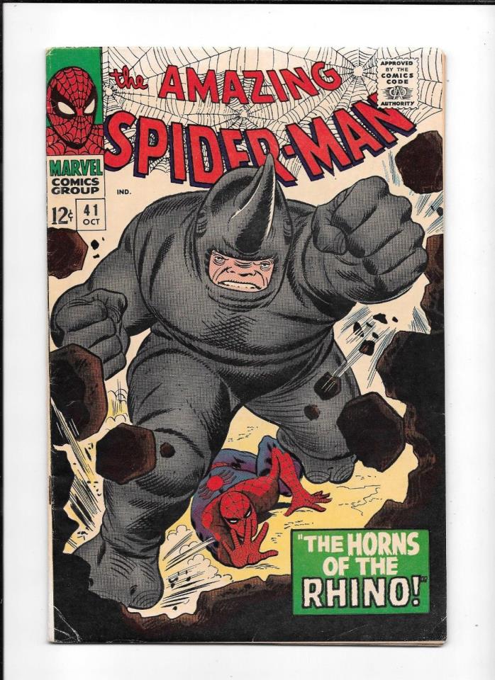 THE AMAZING SPIDER-MAN #41 => FN+ 1ST APPEARANCE OF THE RHINO MARVEL COMICS 1966
