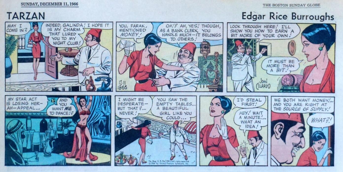 Tarzan by Burroughs & John Celardo - color Sunday comic page - December 11, 1966