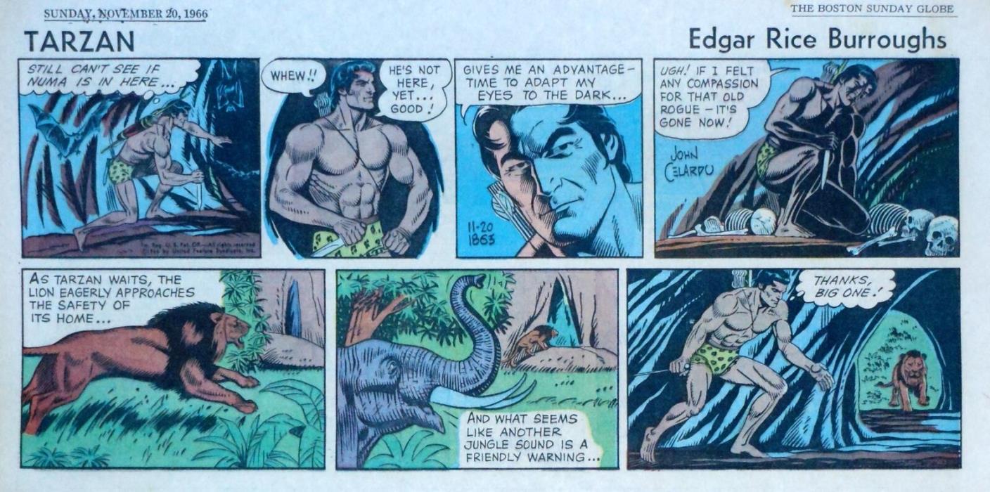 Tarzan by Burroughs & John Celardo - color Sunday comic page - November 20, 1966