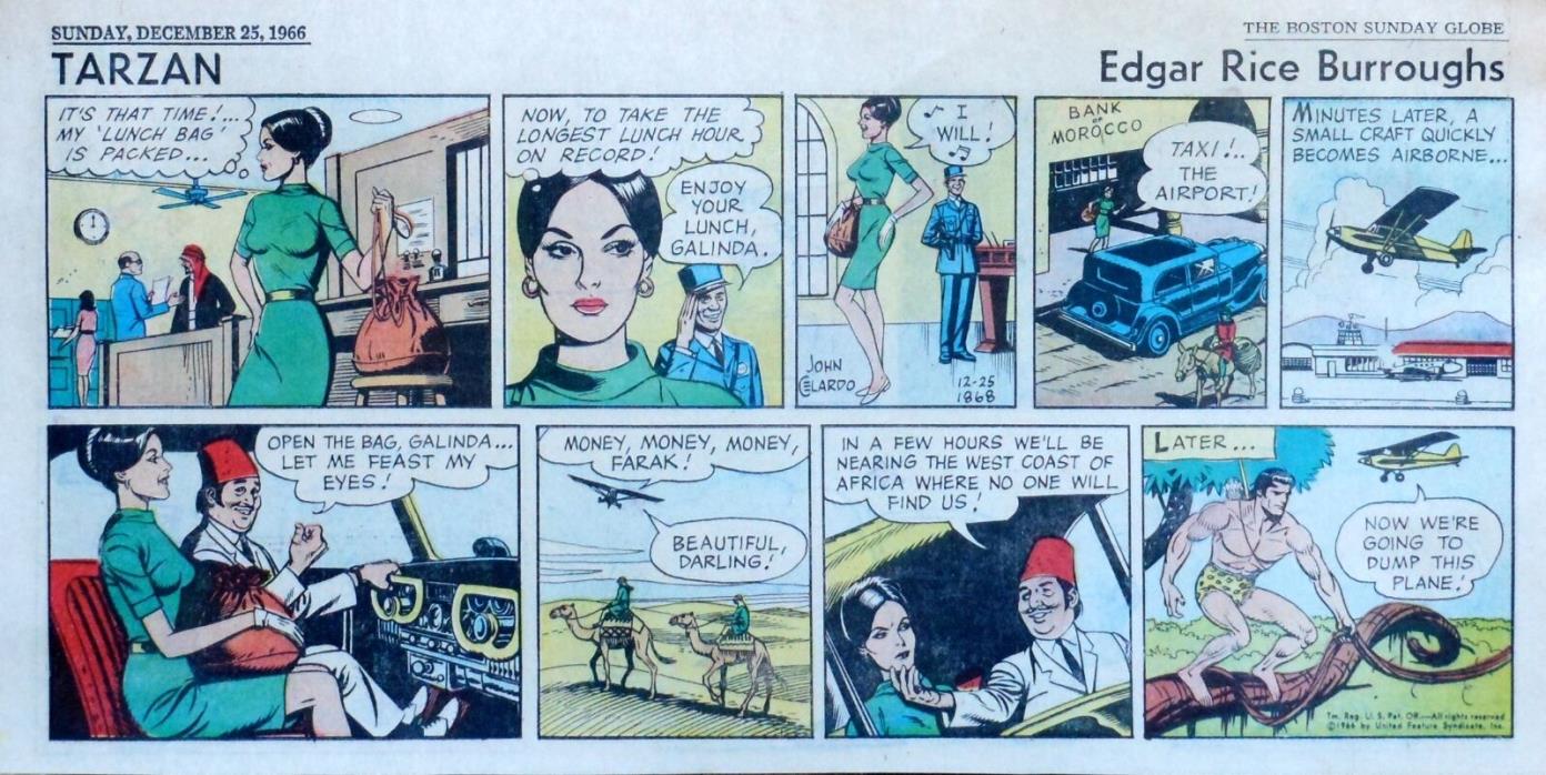 Tarzan by Burroughs & John Celardo - color Sunday comic page - December 25, 1966