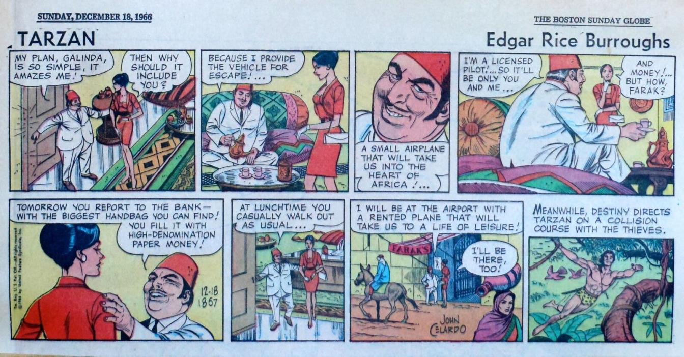 Tarzan by Burroughs & John Celardo - color Sunday comic page - December 18, 1966
