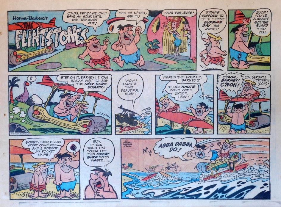 The Flintstones - Hanna-Barbera - large half-page Sunday comic - Sept. 30, 1962