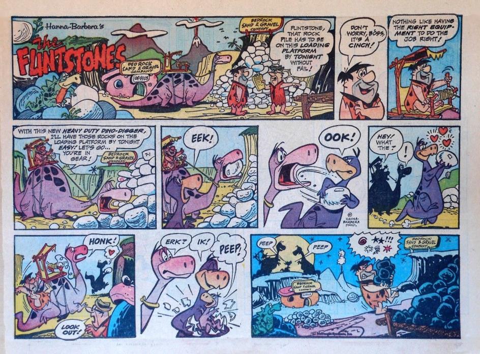 The Flintstones - Hanna-Barbera - large half-page Sunday comic - July 1, 1962
