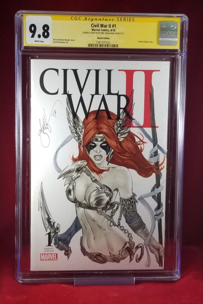 Civil War II #1 CGC 9.8 Eric Basaldua EBAS Original Angela Blank Sketch Cover