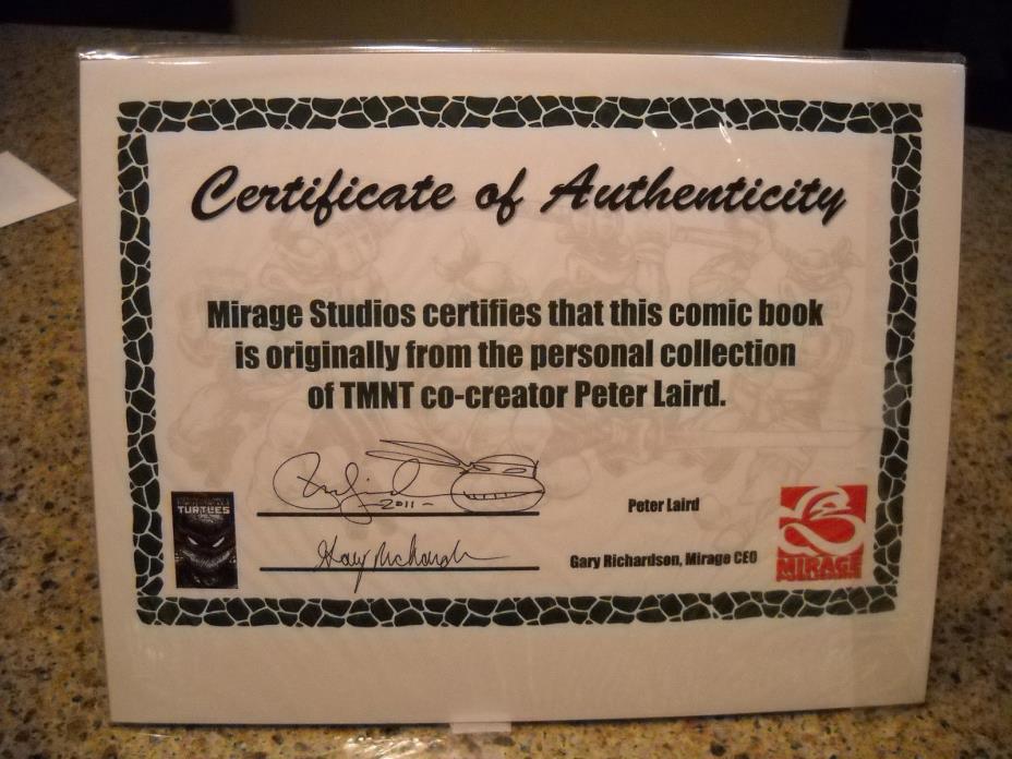 teenage mutant ninja turtles #2 1st print signed Peter Laird COA