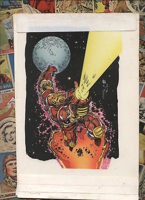 MARVEL UNIVERSE IRON MAN CARD ORIGINAL ART 2 PIECE SET