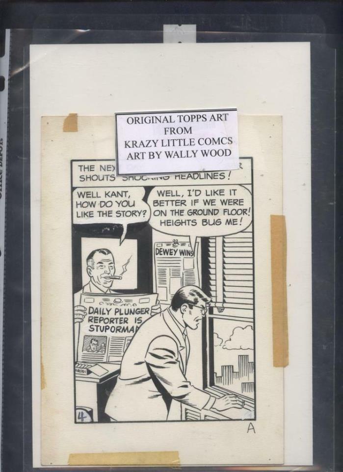 Krazy little Comic Clark Kent Topps card test issue WALLY WOOD ORIGINAL ART