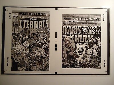 '77 ETERNALS # 14 JACK KIRBY & MIKE ROYER COVER & PAGE 1 PRODUCTION ART UNI-MIND