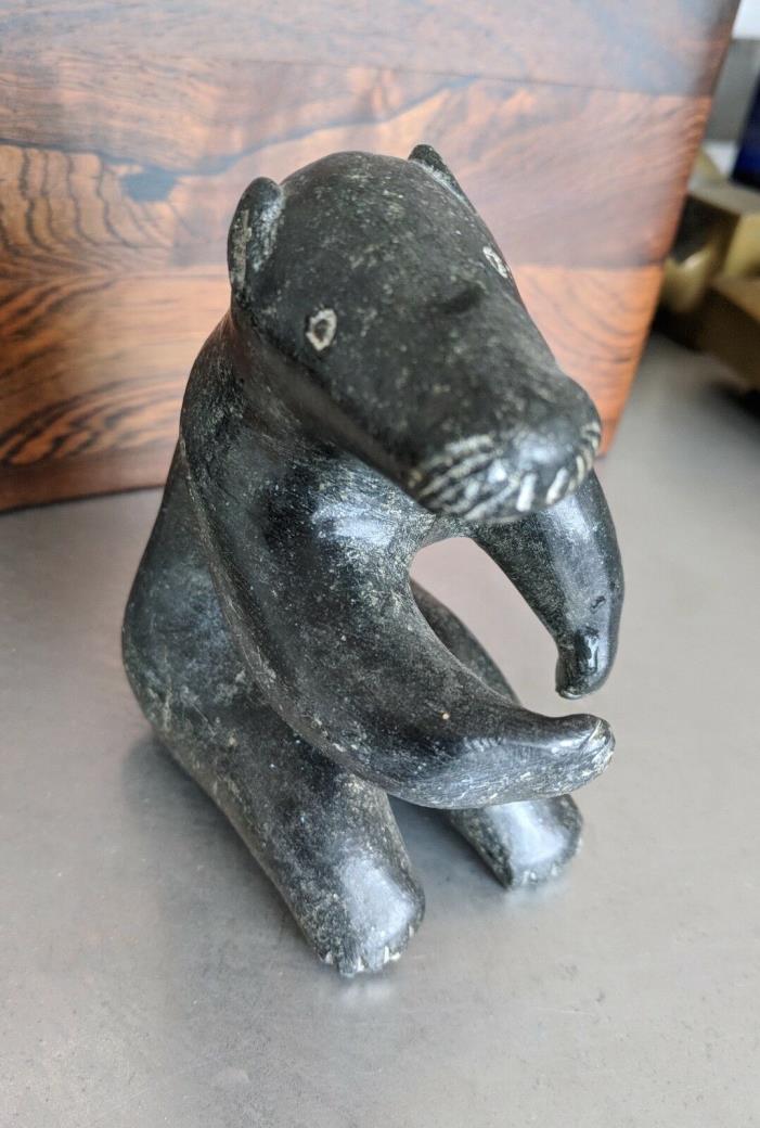 VINTAGE INUIT STONE BEAR SCULPTURE CARVING CANADA
