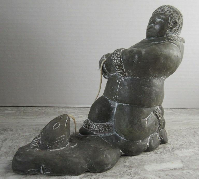 Old Vintage Pottery Case Soapstone Aardvark 1972 Canada Sculpture Man & Seal