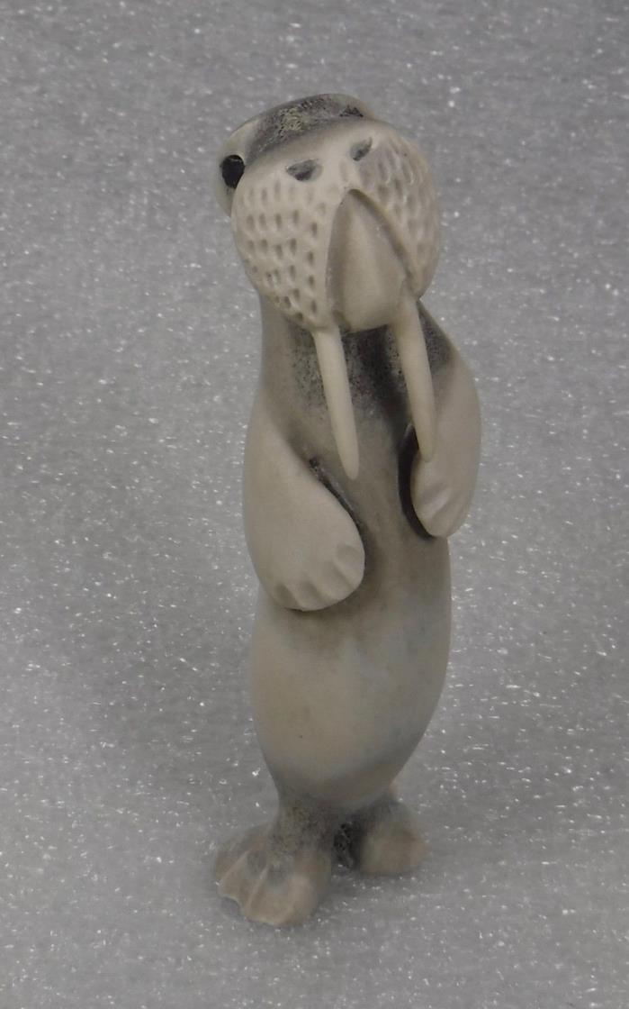 Inuit Standing Walrus Kuniliusie Clyde River Caribou Antler Carving