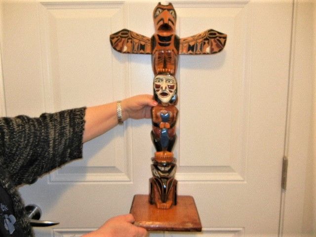 PACIFIC NORTHWEST COAST HAIDA CARVED WOOD TOTEM POLE SHAMAN SCULPTURE 25