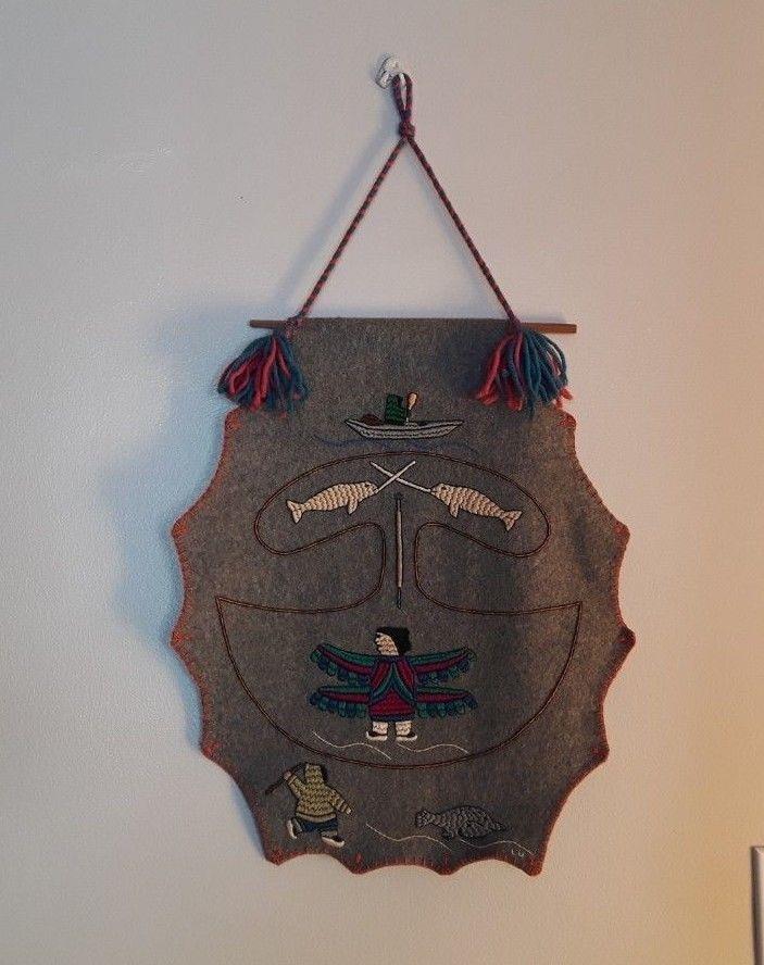 Inuit / Eskimo art duffel wall hanging embroidery by Lisa Uniuqsaraq
