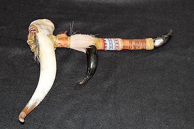 Collector PIPE Unique~Actual Deer Fur,, Horn ....Carved Face.