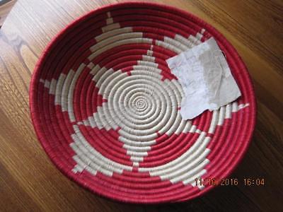 Authentic NATIVE BASKET Red & White Pacific NW or BC Coastal Indians Unused