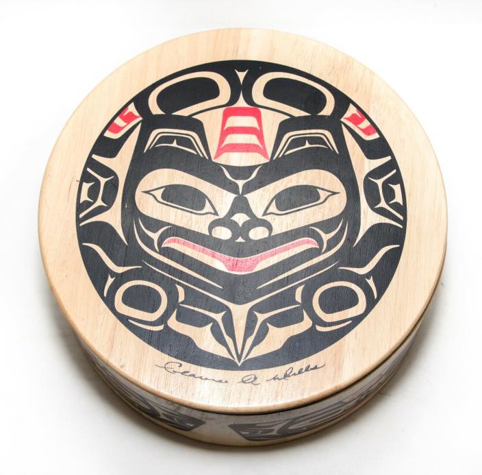 Clarence A. Well Native Haida Indien Shaman Round Storage Box 10