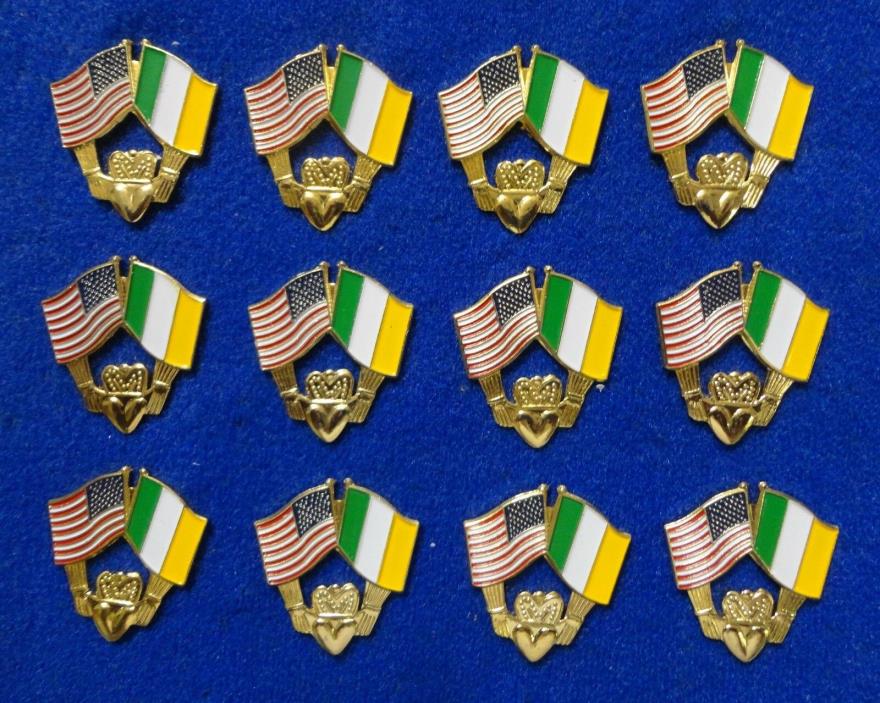 50 NEW Patriotic Irish American Claddagh Crown Heart USA Ireland Flag ERROR Pins
